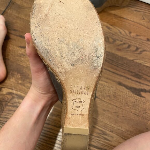 Stuart Weitzman Glove Stretch Wedge Denim Grey Wedges - Picture 3 of 9